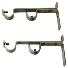 Ddrapes - 2  LONG Strong  Double SS Bracket for 2 25MM Curtain Rod (Both Eye-Let) (Custom Made)